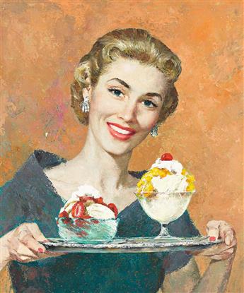 DICK WILLIAMS (1908-1981) Woman serving ice cream.